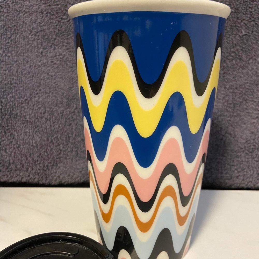 Starbucks Double Wall Ceramic Traveler for Coffee or Tea - 12 Ounces Color Waves - Picture 3 of 4